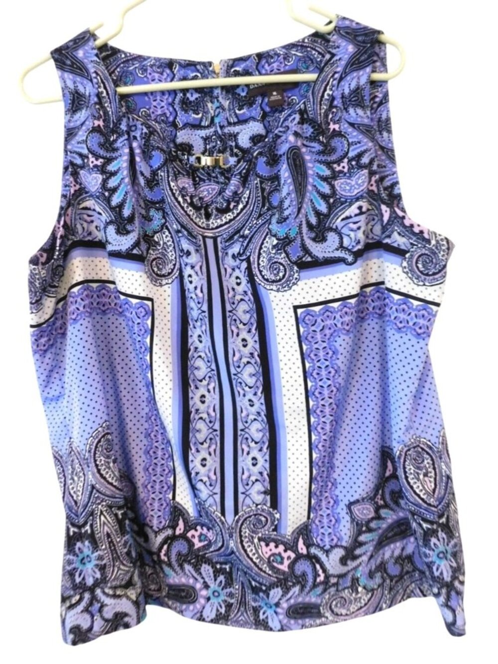 Dana Buchman Womens Sz XL Paisley Scarf Print Sleeveless Blouse Resort Boho